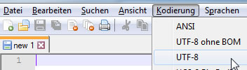 notepad++ Kodierung utf8
